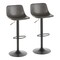 Lumisource Duke Industrial Adjustable Barstool In Black Metal And Grey Faux Leather - Set Of 2